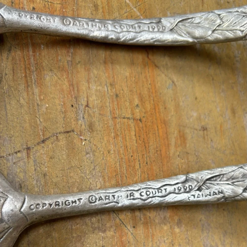 2 Piece Solid Salad Set Arthur Court Brer Rabbit Bunnies Aluminum Hollowware